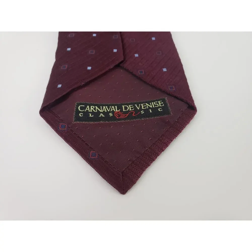 CARNAVAL DE VENISE Classic Men's Silk Tie Burgundy Business Formal wedding